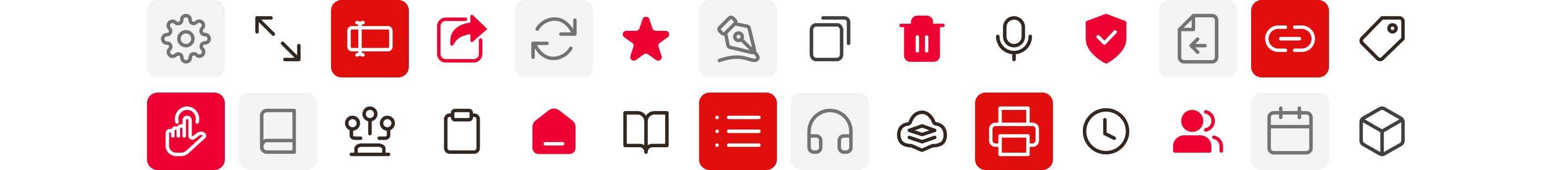 Iconography grid set of MyBox design system