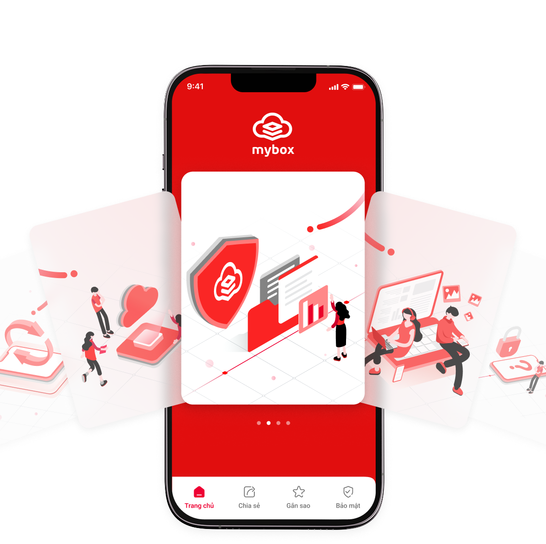 3D illustration elements including smartphones and digital assets