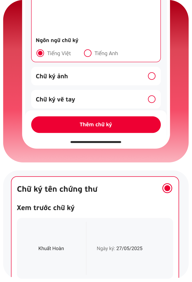 Thiết lập chữ ký popup